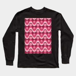 Retro Inspired D20 Dice and Color Wave Seamless Pattern - Pink Long Sleeve T-Shirt